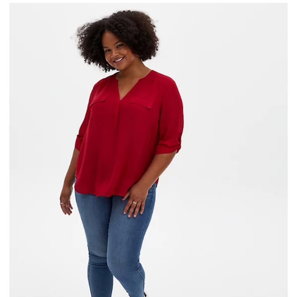 Torrid Harper Georgette Pullover 3/4 Sleeve Blouse 0 L